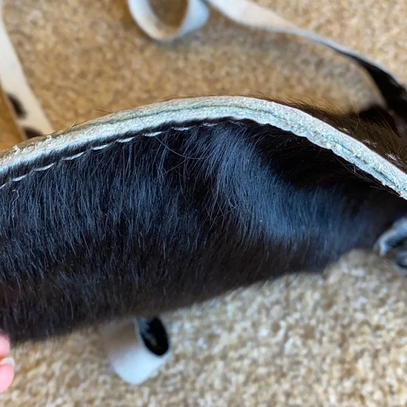 Cowhide leather with fur purse handbag - Picture 11 of 12